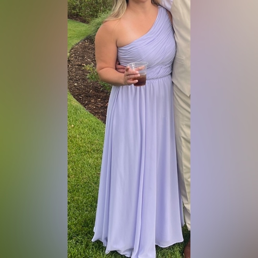 Lavender one shoulder bridesmaid dress